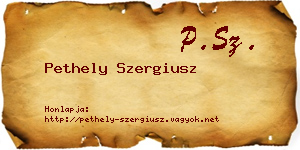 Pethely Szergiusz névjegykártya